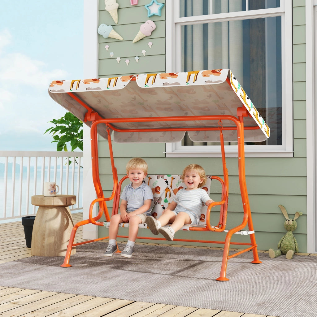 Dondolo per Bambini 2 Posti ¨C zephmum ¨C Arancione 112x75x120cm