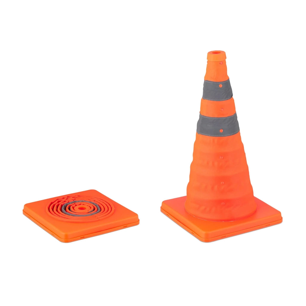 Set di 2 coni di segnalazione pieghevoli pratici per esterni visibilità ottimale 70 x 30 cm in plastica arancione 13_0015928
