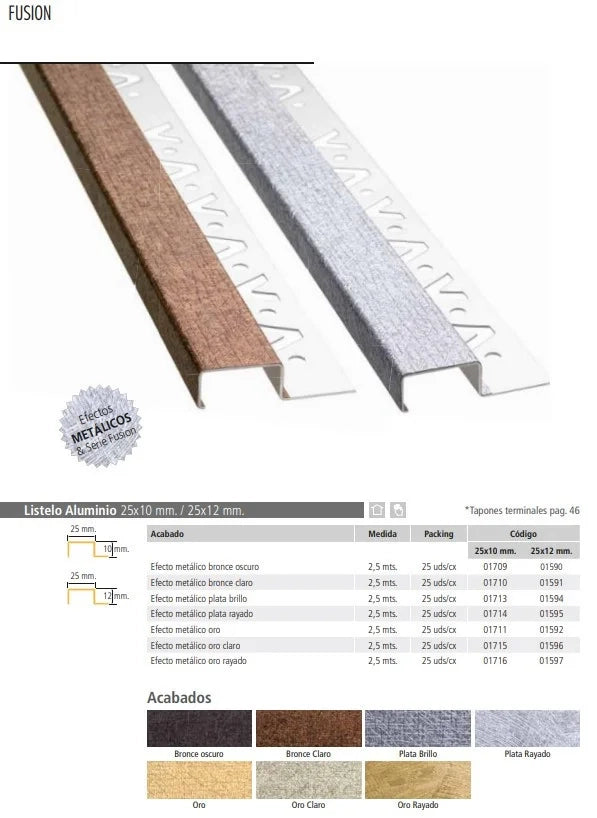 Listello fusion effetto metallic o 25x12 oro scratch
