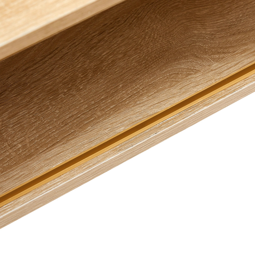 Tavolino 105x55x41,5 cm MDF finitura naturale anta scorrevole effetto rattan
