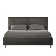 BS COM Letto matrimoniale senza rete imbottito 160x210 microfibra grigio