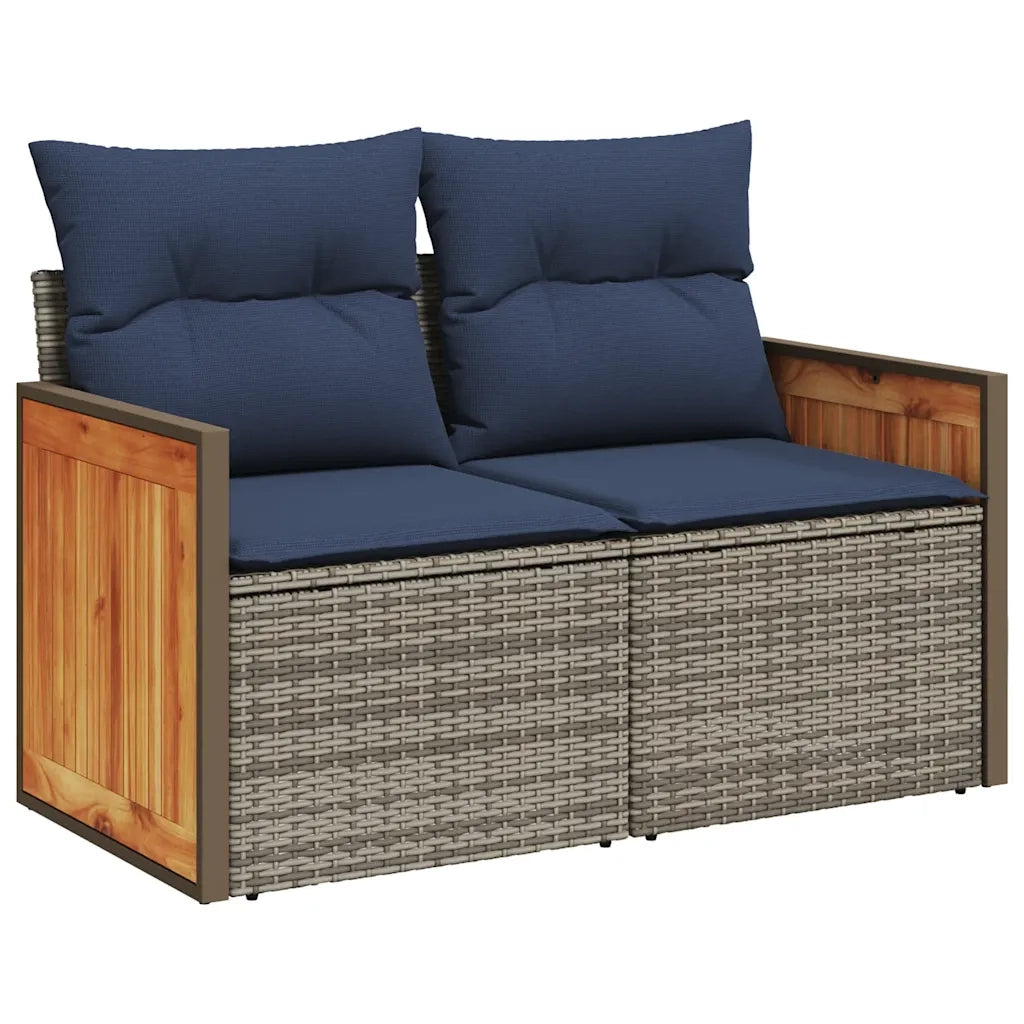 Set Divani da Giardino 9 pz con Cuscini Grigio in Polyrattan 3227741