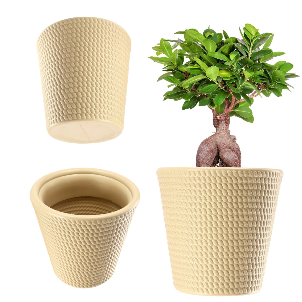 Vaso da fiori KADAX in plastica, rotondo, 30 cm, beige