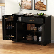Credenza moderna in MDF nero con 3 ante; 1 cassetto e ripiani regolabili