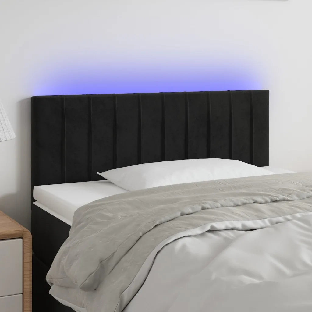 Testiera | Testata a LED Nera 100x5x78/88 cm in Velluto