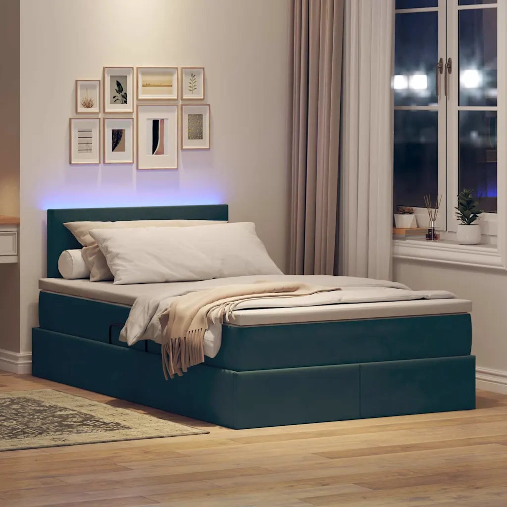 Letto con contenitore LED e materasso Verde Scuro 120 x 190 cm 3371322