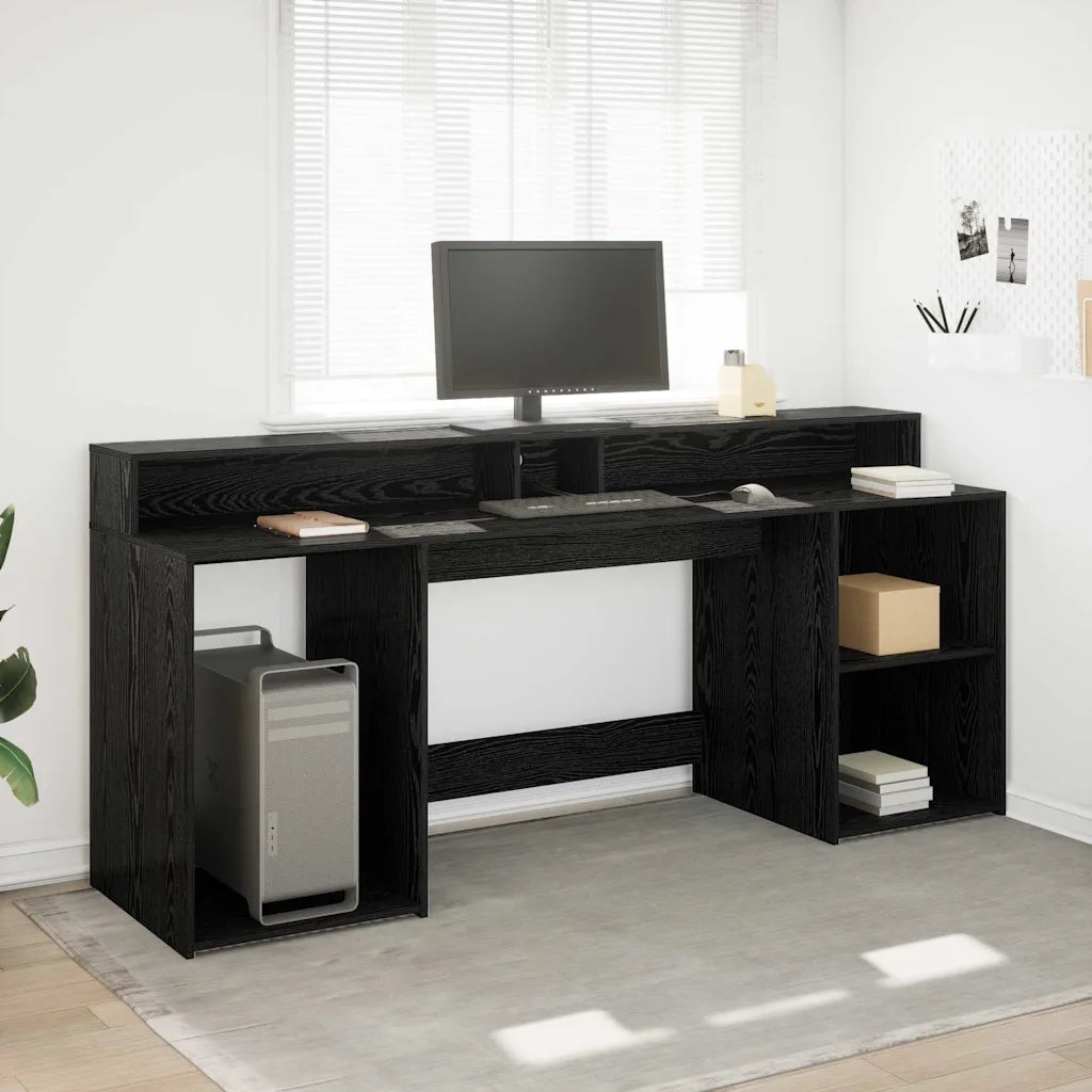 Scrivania Rovere nero 200 x 55 x 91 cm Legno multistrato