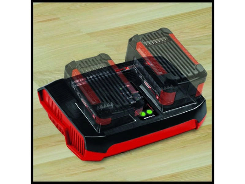Caricabatteria Einhell Power-X-Twincharger carica 2 batterie contemporaneamente