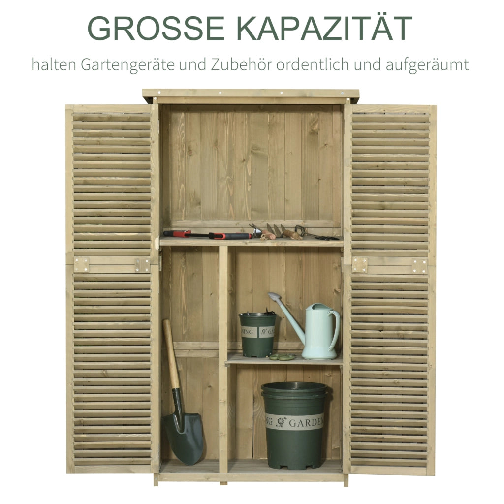 Armadio da giardino in legno grigio con porte a lamelle