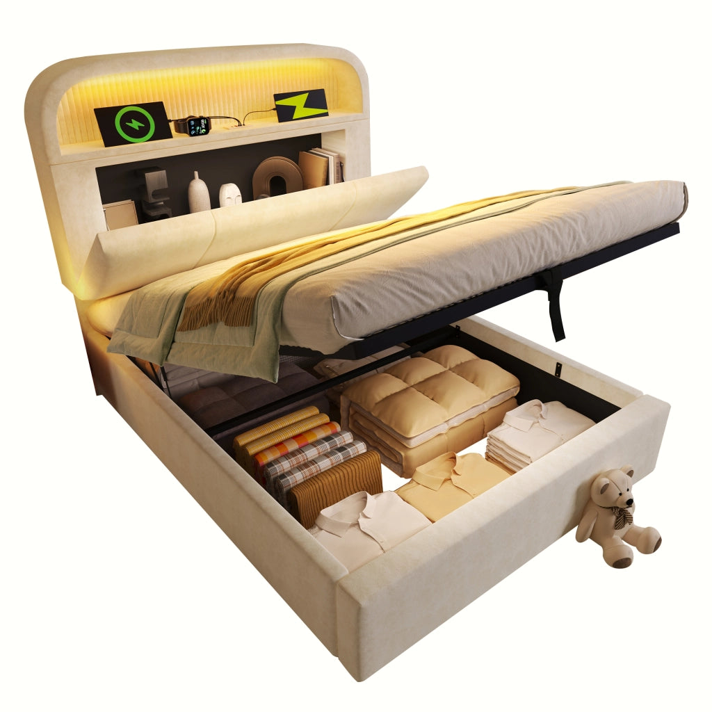 Letto singolo contenitore 90x200 cm beige