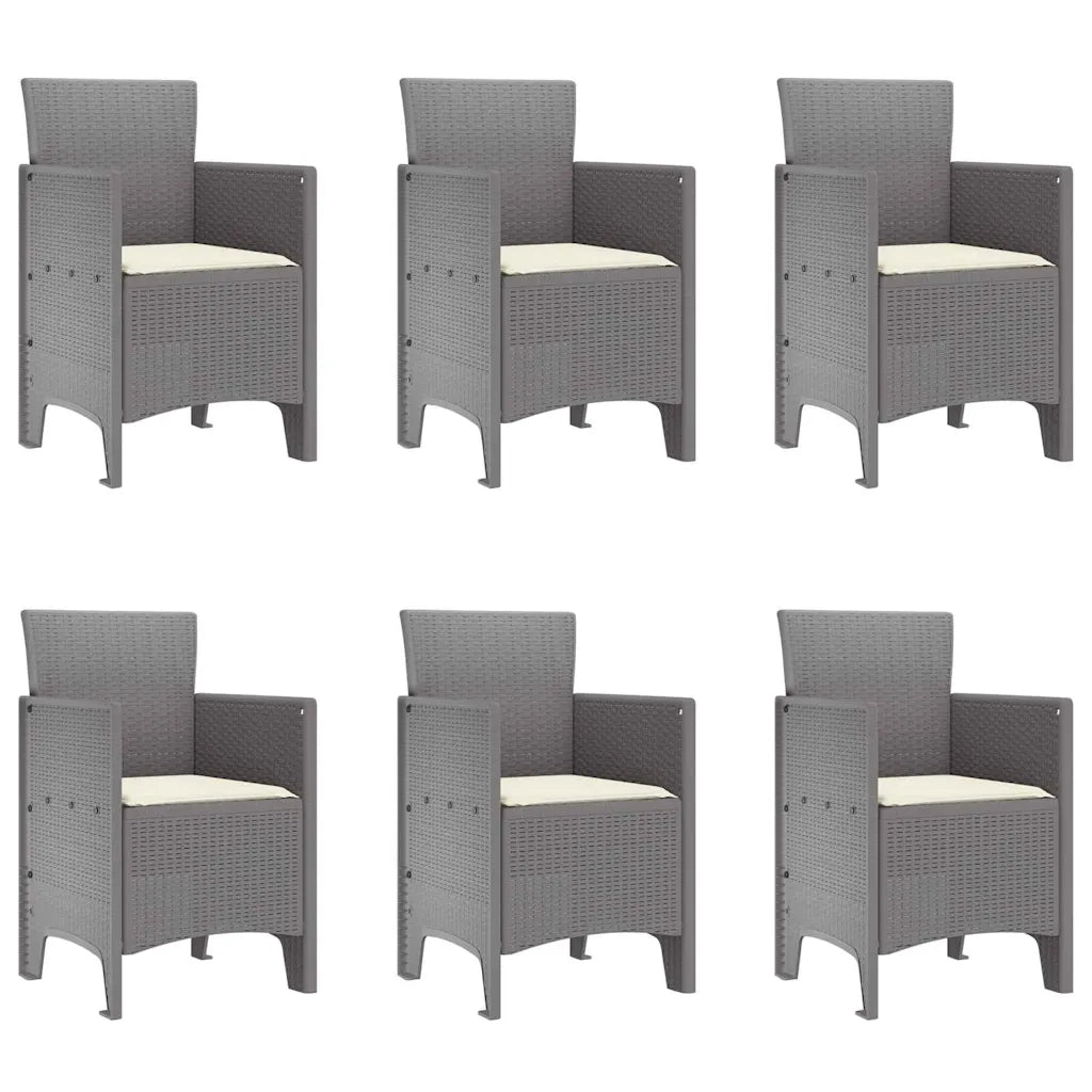 Set da Pranzo per Giardino 7 pcs Grigio chiaro Polipropilene