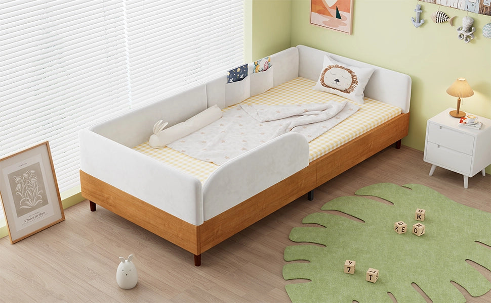 Letto imbottito funzione contenitore velluto bianco 90x200 cm