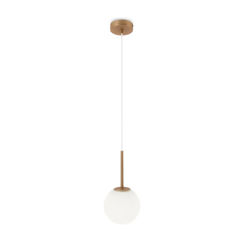 Lampadario Minimal Basic Form Piccolo In Metallo Oro 1 Luce E Diffusore Bianco