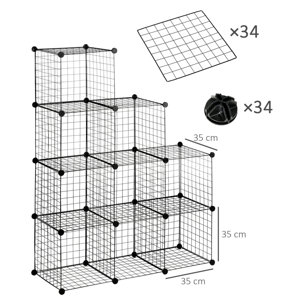 Scaffale modulare a cubi in metallo nero con 6 vani