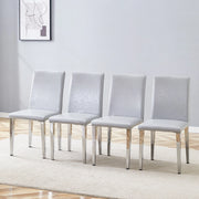 SEDIA da pranzo moderna Set da 4 pezzi 90 cm PU grigio chiaro e metallo argento