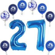 Folieballone XL 32 pollici - Cifra aerei 27 - Decorazione per compleanni - Pallone a elio/aria - Alta resistenza alle forme - Incluso siringa per gonfiaggio