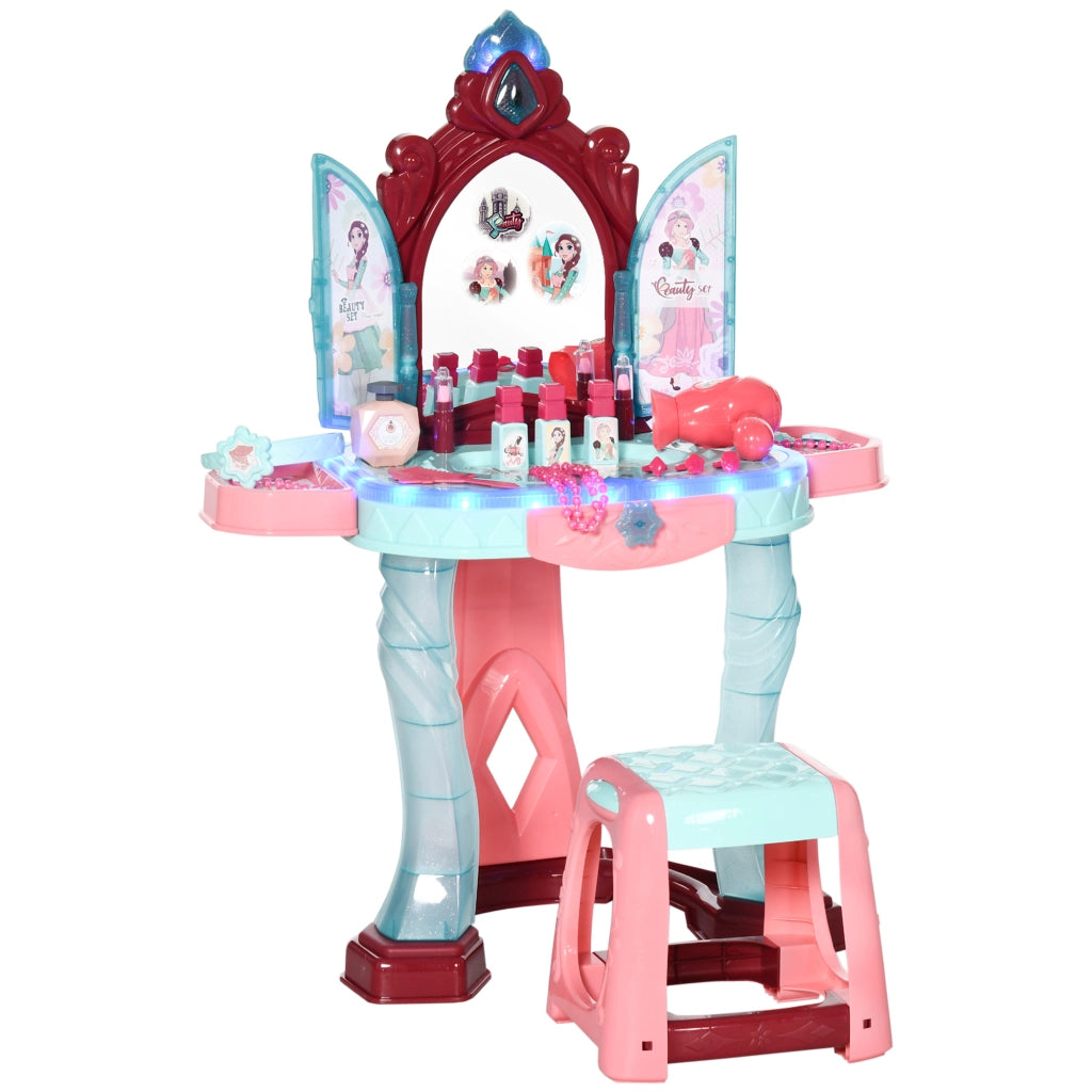 Tocador de Maquillaje con Specchio, Luce e Musica per Bambini ¨C zephmum ¨C 57x34x76 cm Multicolor