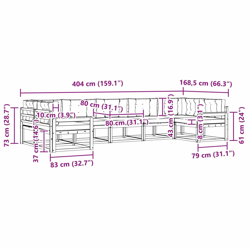 Set di divani da esterno 7 pz Bianco e Antracite 3386961