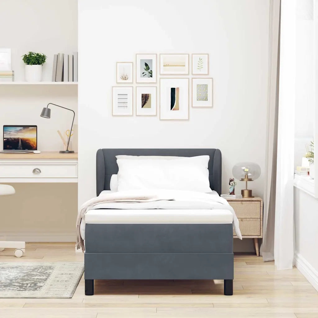 Letto a molle con testiera Grigio scuro 90 x 200 cm Velluto 3340371