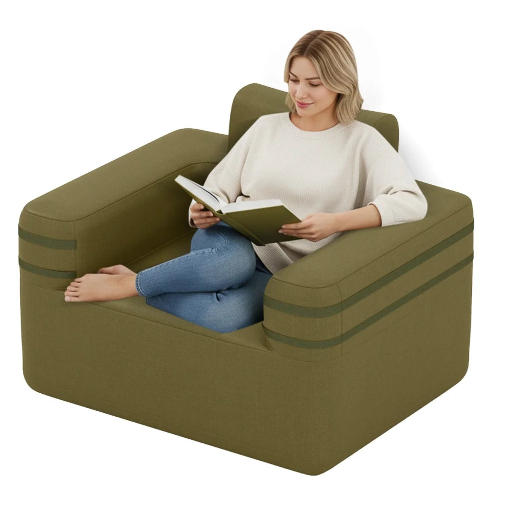 Divano gonfiabile comodo e portatile 103 x 83 x 78 cm realizzato in tessuto Oxford verde scuro 20_0011017