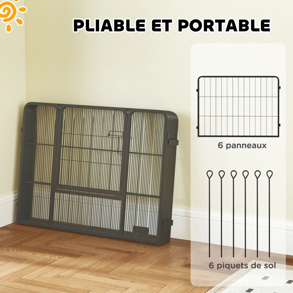Recinto per cani modulare 160 x 80 x 60 cm pieghevole sicuro porta esterno moderno minimalista in acciaio grigio 21_0007479