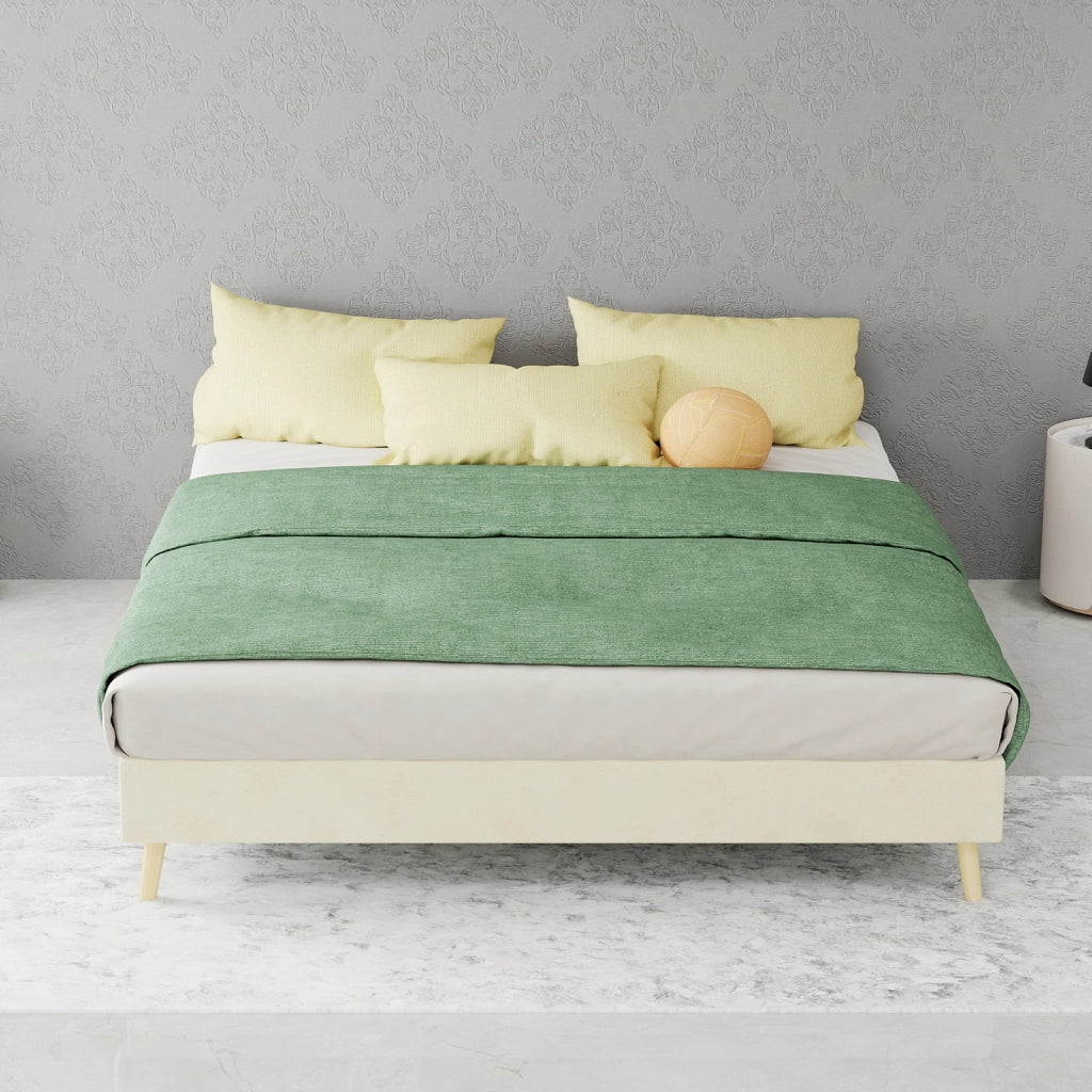 Struttura letto a piattaforma in velluto olandese beige con montaggio semplice