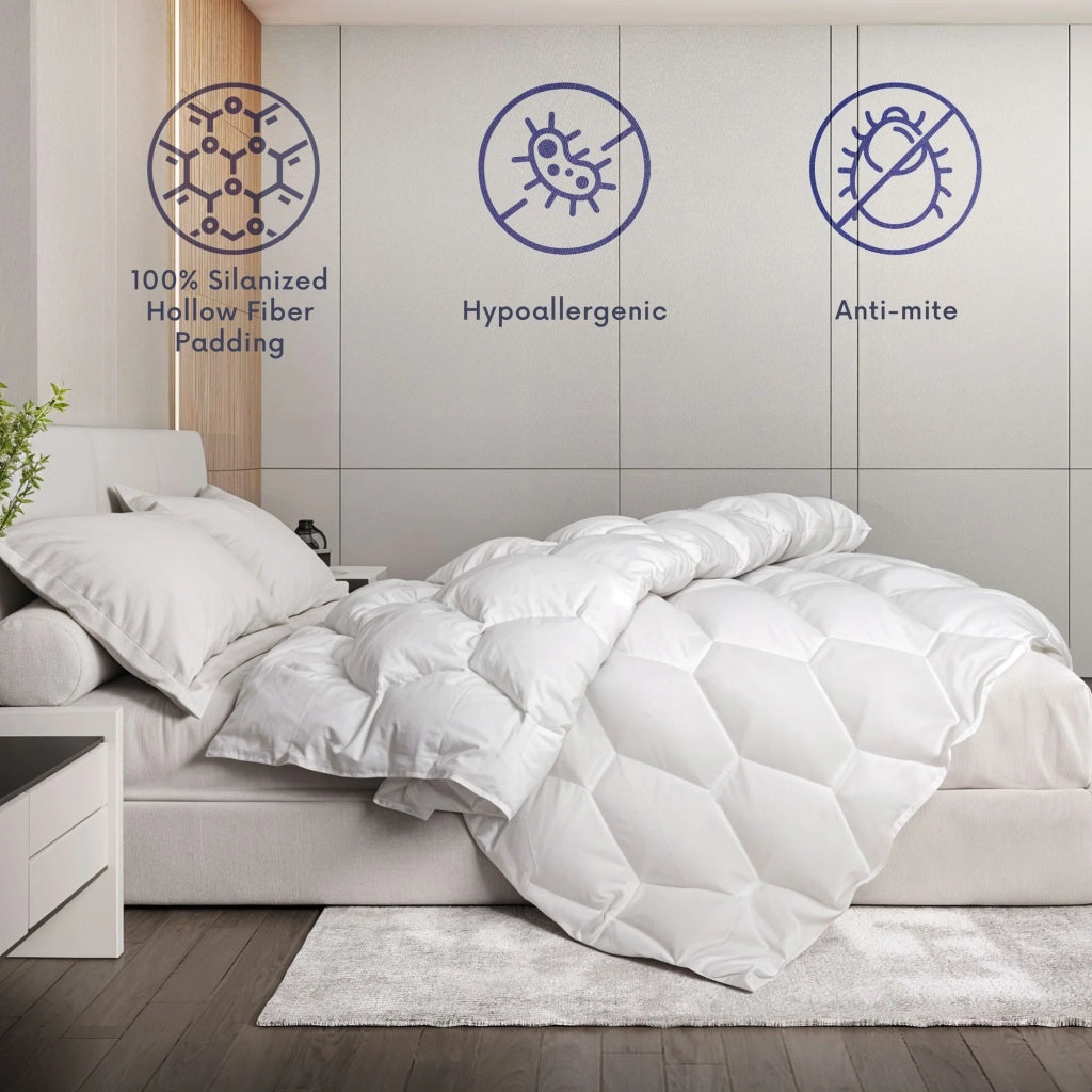 Piumino Estivo 200 x 220 cm da 150 gr | Morbida Imbottitura in Ovatta Soft | Piumone Trapuntato in Microfibra Anallergica Bianca | Piumino Letto Una Piazza e Mezza