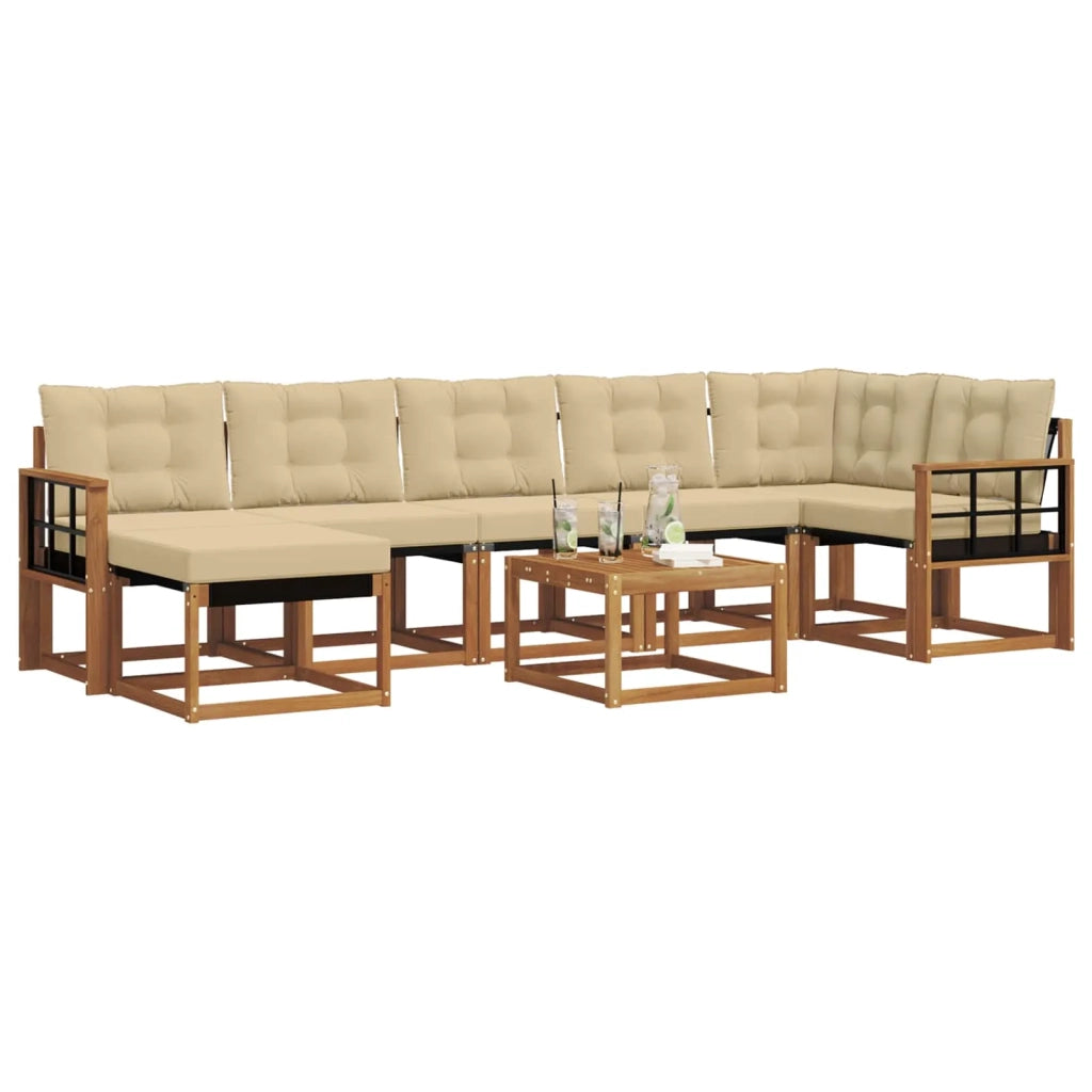 Set di divani da esterno con cuscino 8 pcs Naturale e Beige 3368912