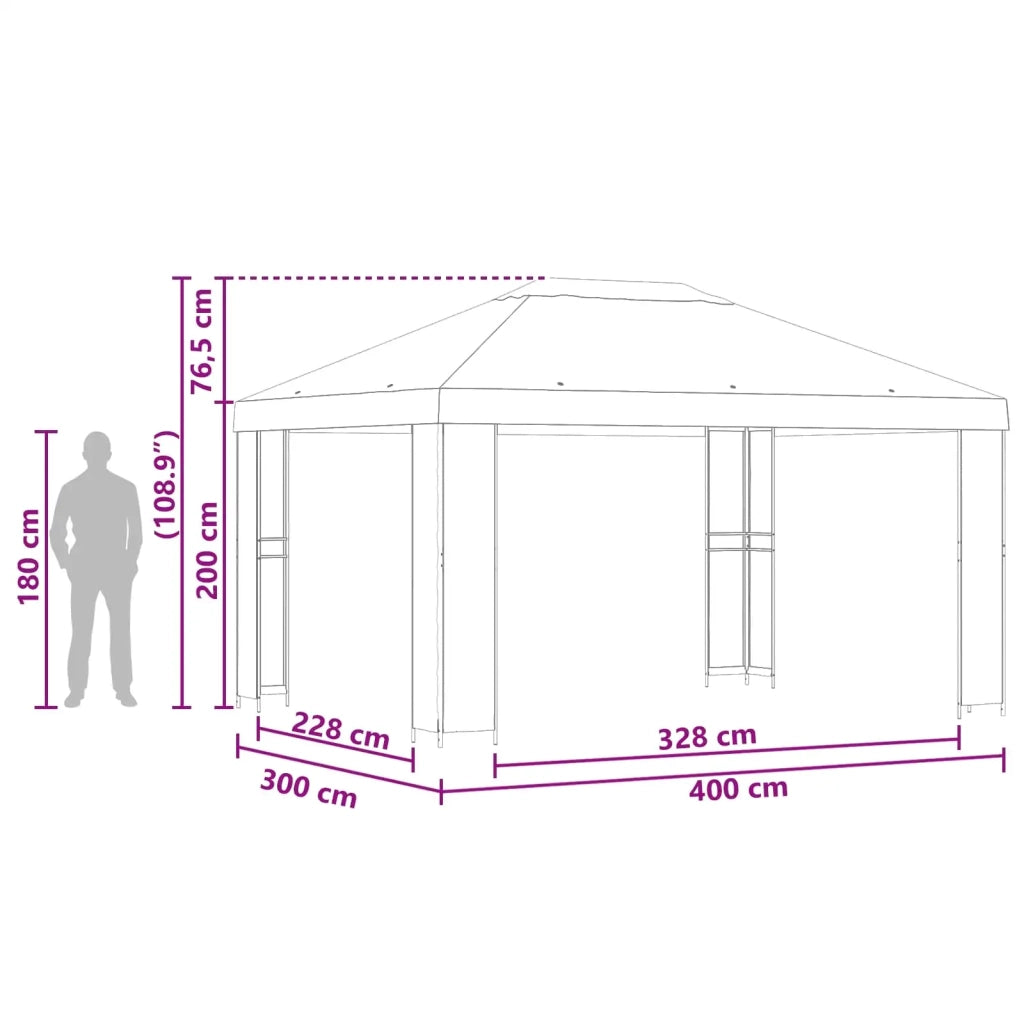 Gazebo 4 × 3 m Arancione Poliestere e Acciaio 190 gsm 900381