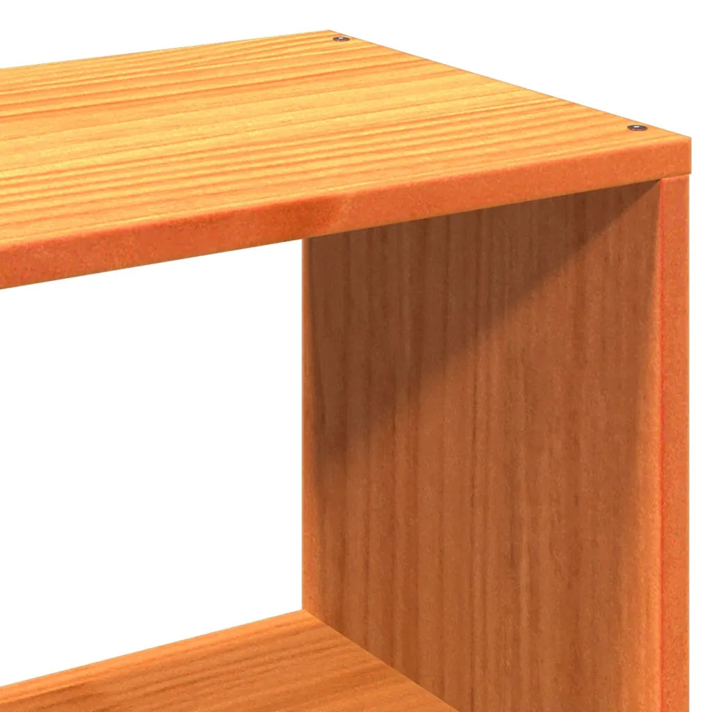 Letto Libreria senza Materasso-Struttura Letto con contenitore Marrone Cera 100x200 cm in Pino 994216