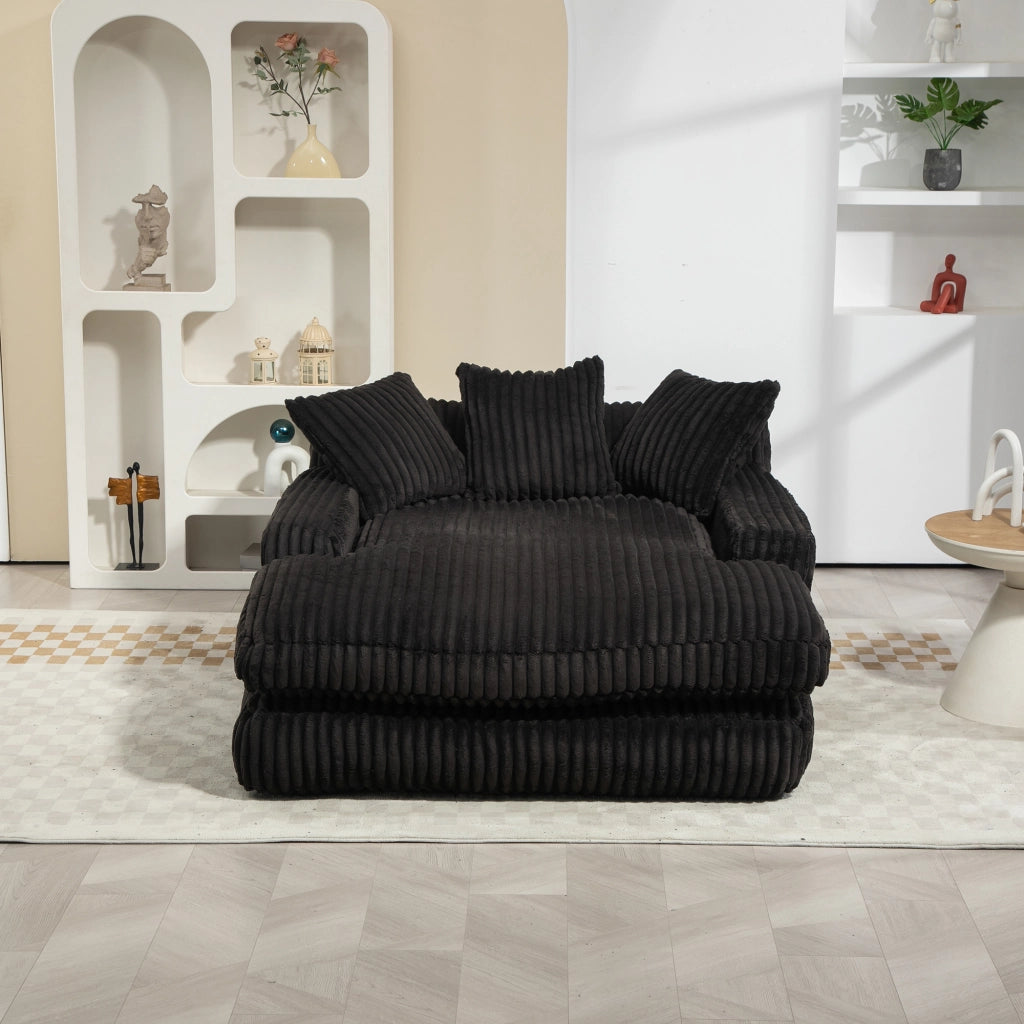 Divano Letto Singolo Cloud Couch ¨C MINIMAL ¨C Velluto a Coste Nero con Cuscini