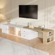 Mobile TV allungabile bianco e naturale 175 cm