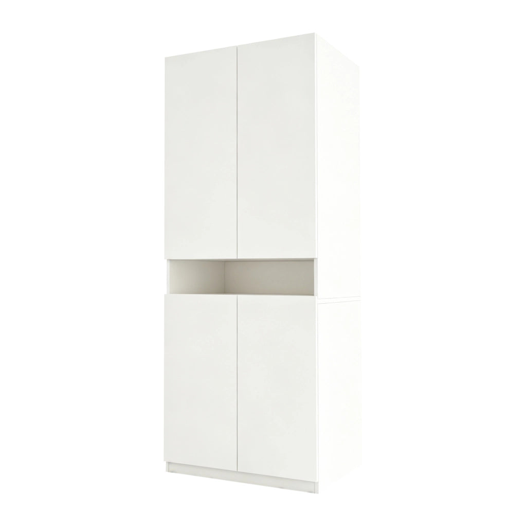 Armadio guardaroba 70x55x180 cm con vano centrale LED in MDF bianco