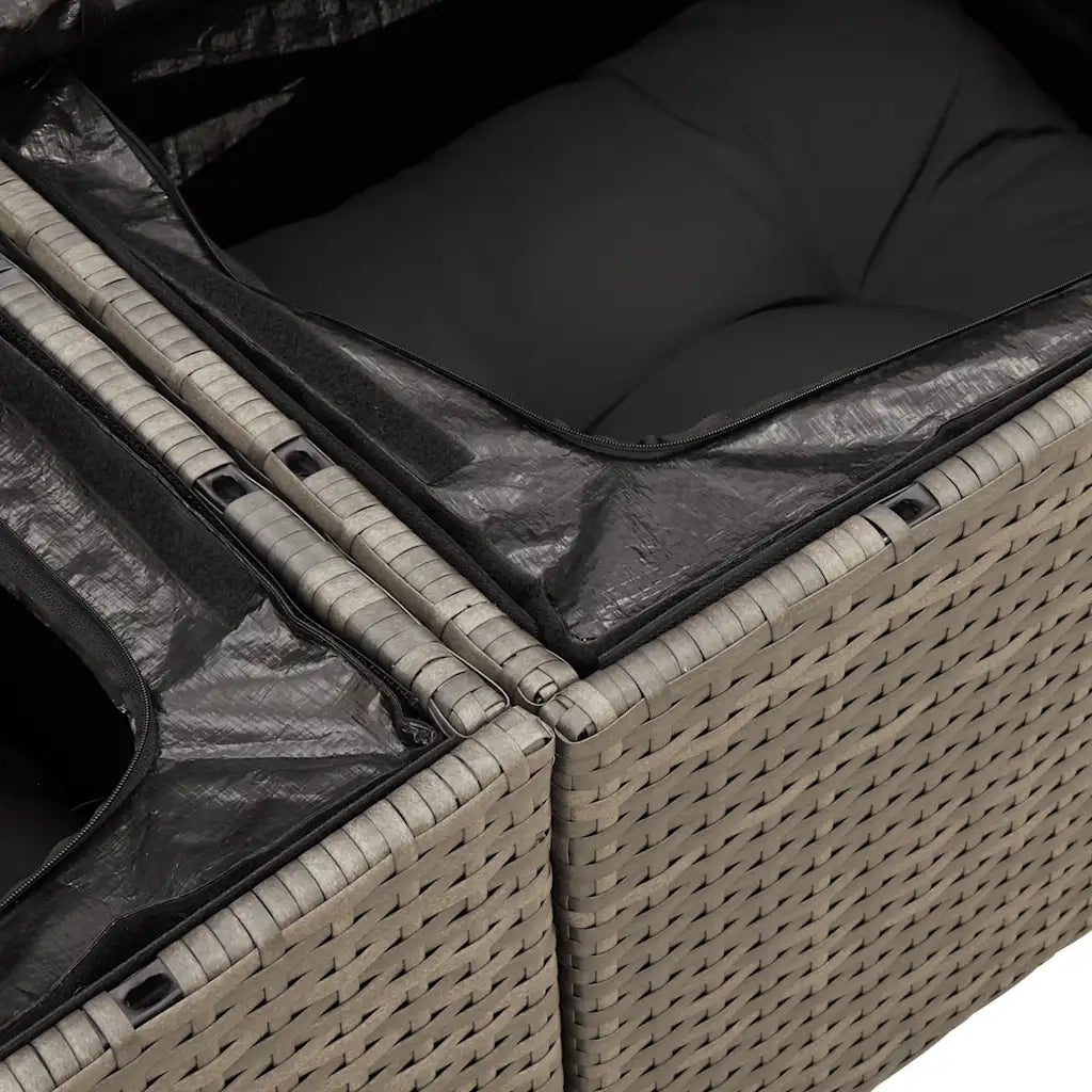 Set Divani da Giardino 4 pz con Cuscini in Polyrattan Grigio 3325456