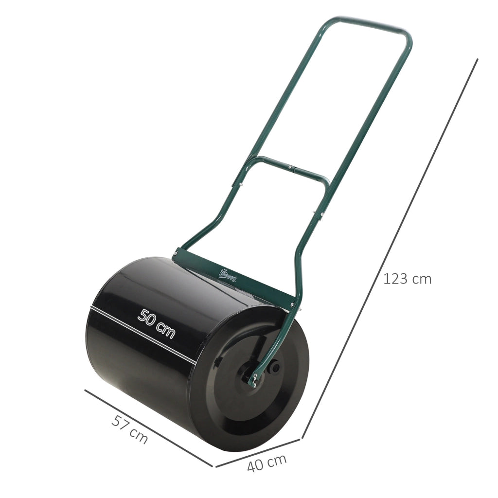 Rullo da giardino ULEVR ?40 cm con cilindro in acciaio da 60 L, manico a U, nero