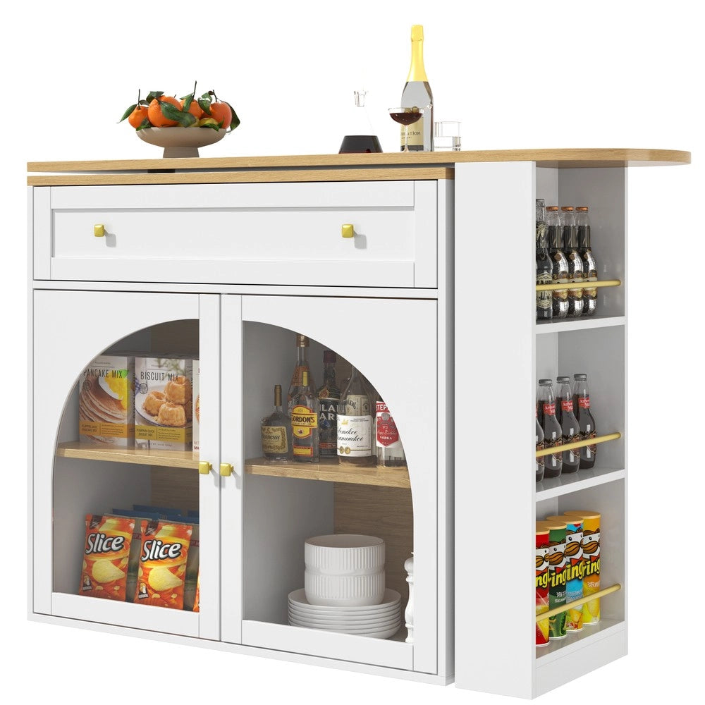 Tavolo da bar allungabile ¨C Minimal ¨C 138-204¡Á39¡Á104cm bianco effetto vetro con spazio di archiviazione