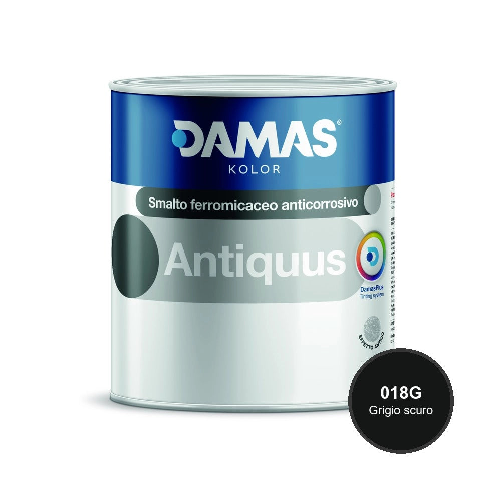Damas antiquus smalto ferromicaceo antichizzato effetto ferro battuto *** formato 0,750 lt, colore- 018g grigio scuro...