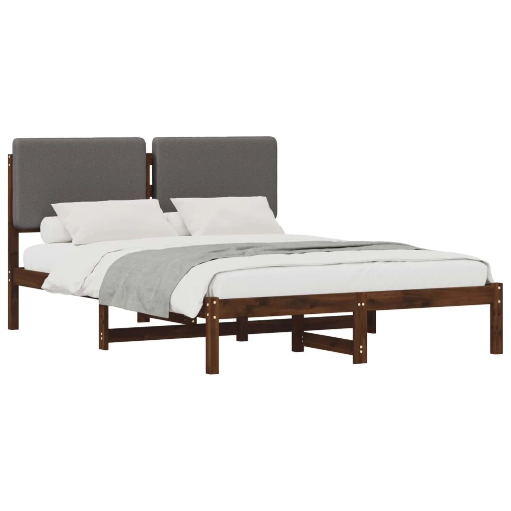 Letto con Testiera Rivestita Marrone scuro e grigio chiaro 903998