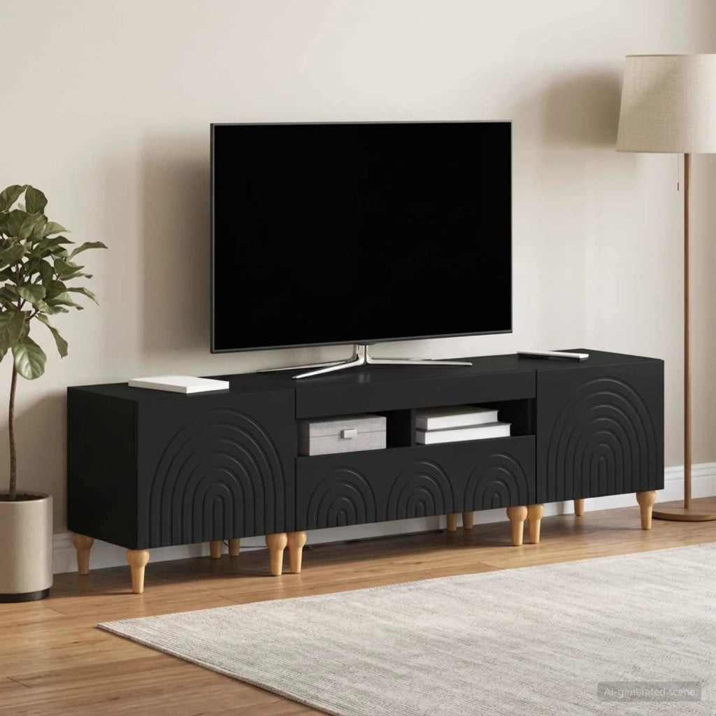 Mobile TV LED a 3 pezzi Nero Legno ingegnerizzato 3416496