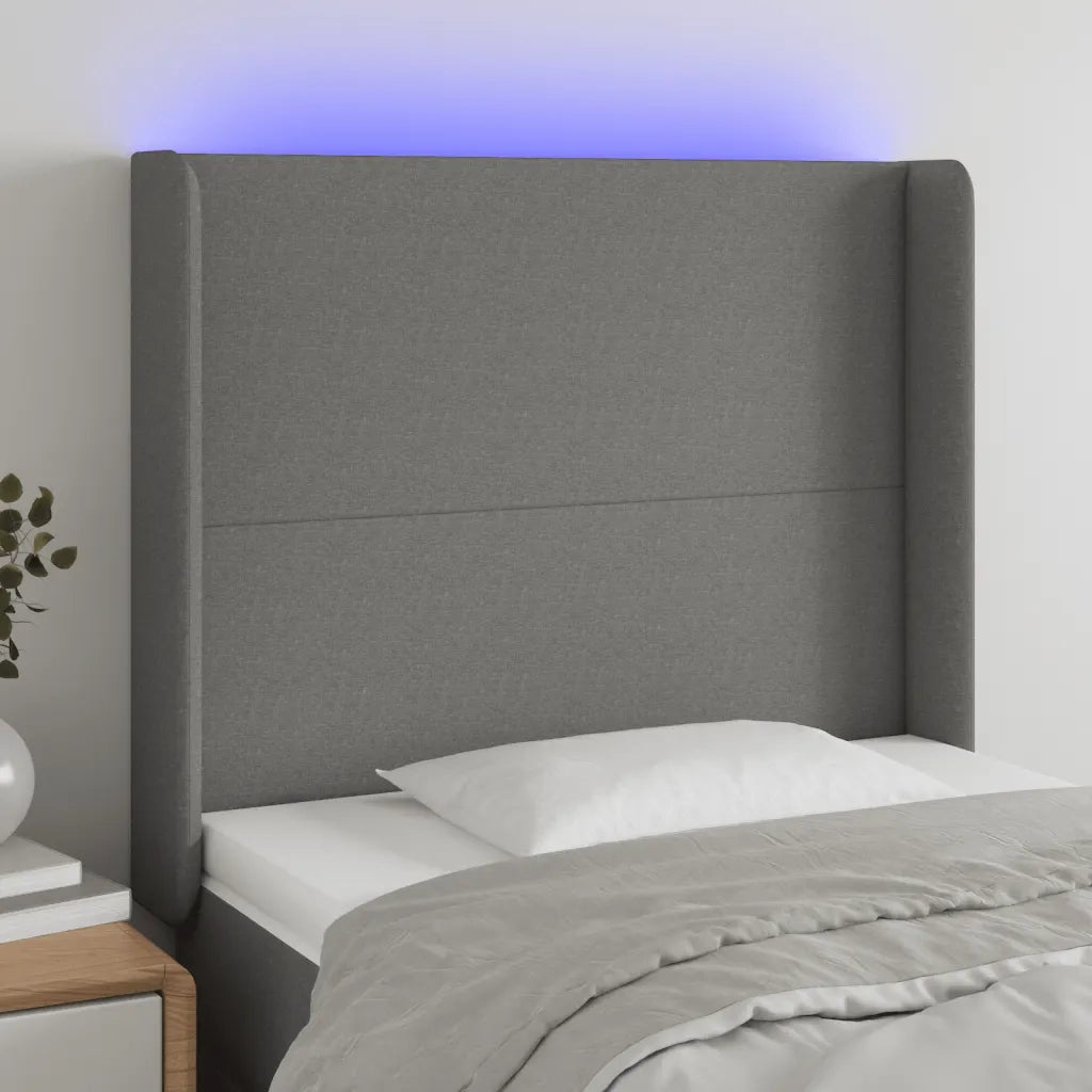 Testiera | Testata a LED GrigioScuro 103x16x118/128cm inTessuto