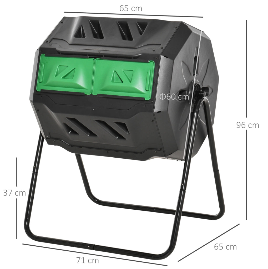 COMPOSTER A 2 CAMERE ROTANTE 160 L NERO