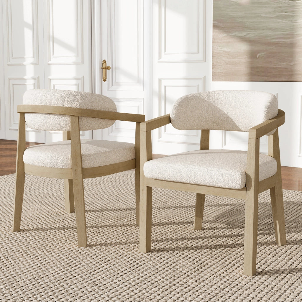 2 Sedie da pranzo in legno massello - Zephmum- Comode traspiranti stile moderno boucle