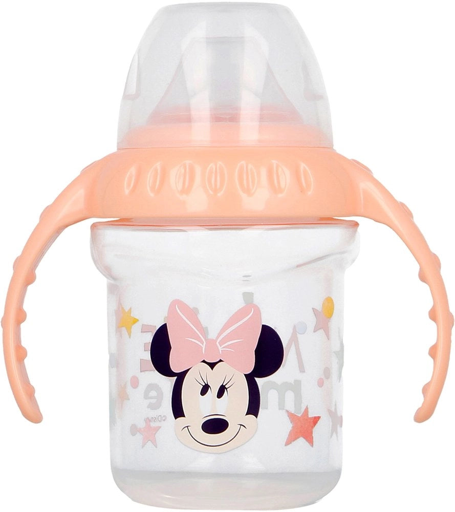 Tazza da Viaggio Originale Minnie da 250 ML in plastica per bambine, facile da lavare e riutilizzabile, con ugello e manici facili da usare.