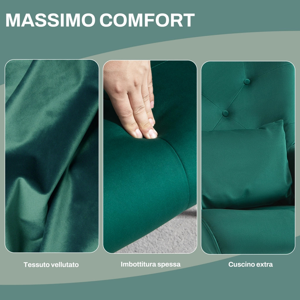 Poltrona a Dondolo in Velluto con Cuscino ¨C Minimal ¨C Verde