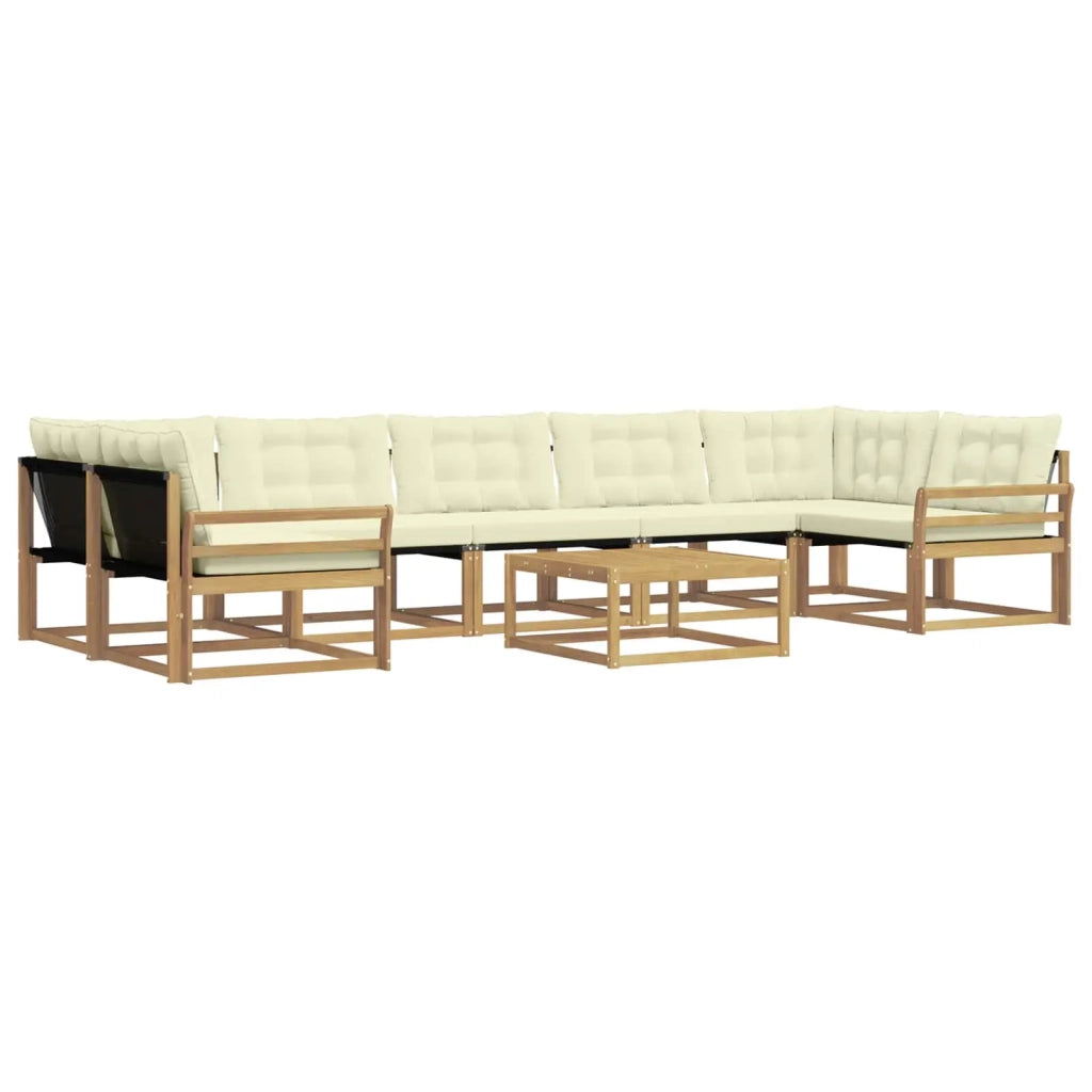 Set di divani da esterno 8 pz Bianco e Crema 3388516
