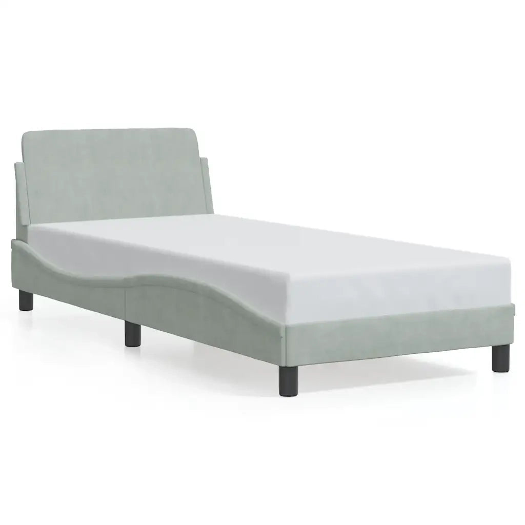 Giroletto-Struttura Letto Dover Grigio Chiaro 90x200 cm Velluto