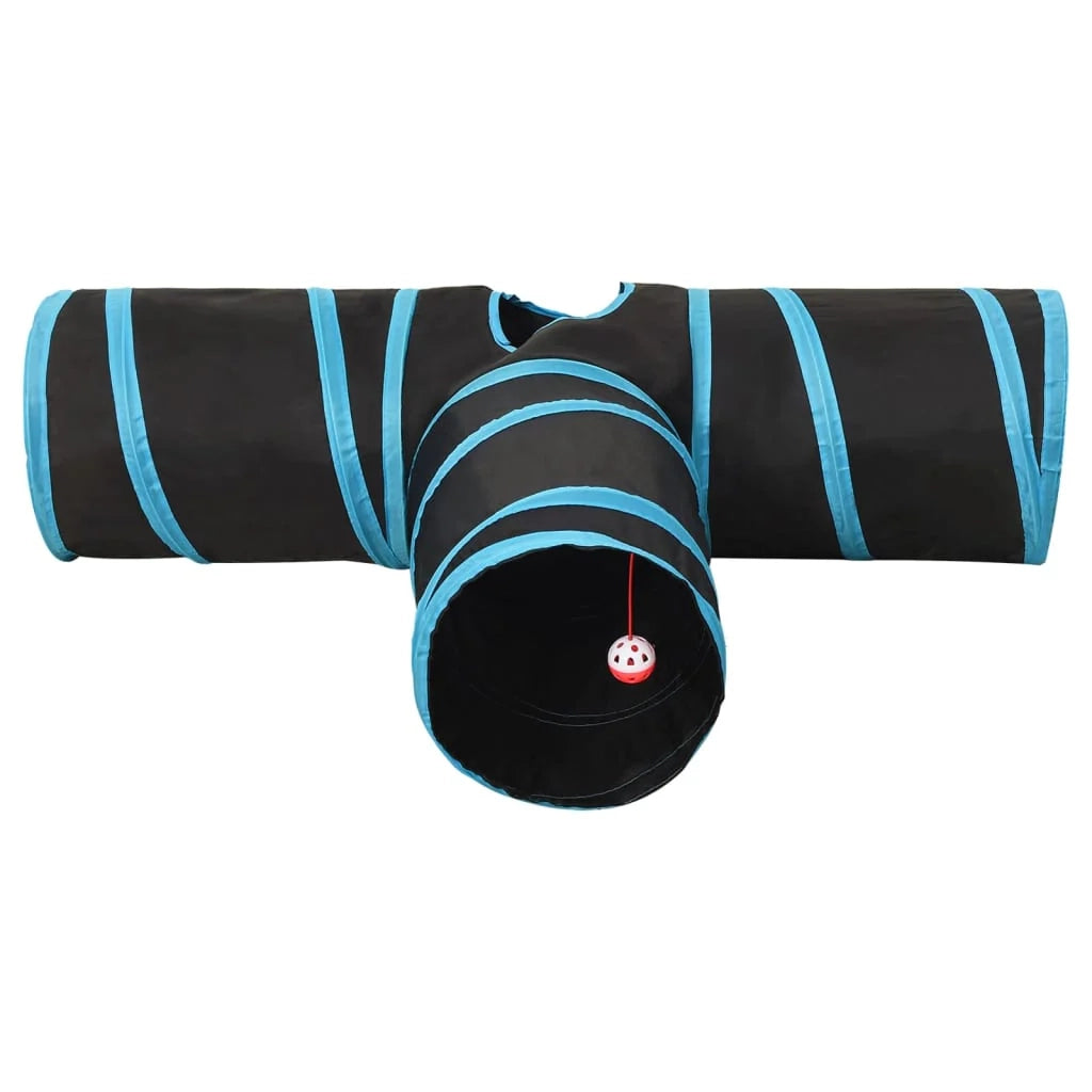 Tunnel per gatti a 3 vie 90 cm poliestere nero e blu 02_0005206
