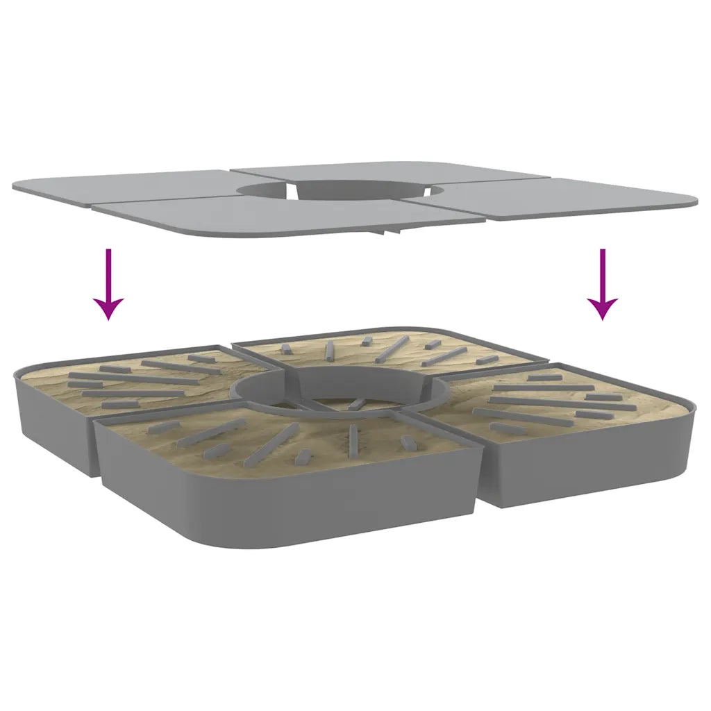 Set Base per Ombrellone 4 pz con Supporto a Croce 100 kg PP CFW9159823