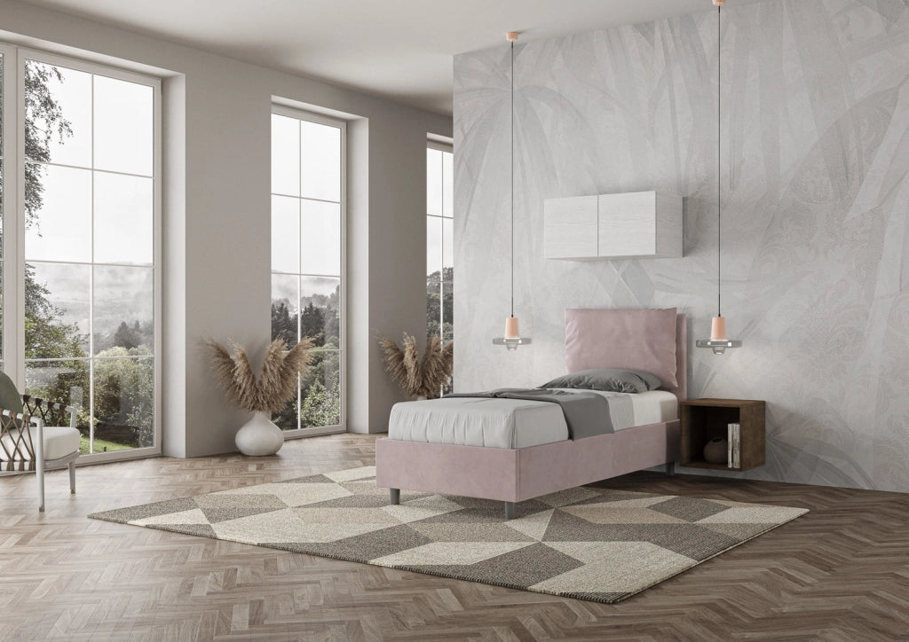 Letto Singolo 90x200 cm con Rete e Contenitore Antea Glicine