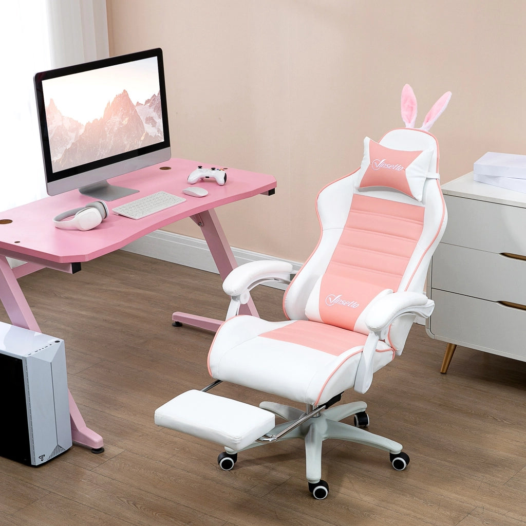 Sedia Gaming Ergonomica con Supporto Lombare e Cuscini ¨C Zephmum ¨C Rosa